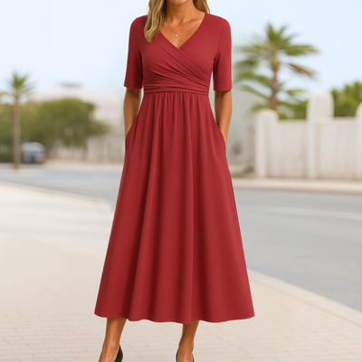 Monique™ | Vestito incrociato con maniche corte