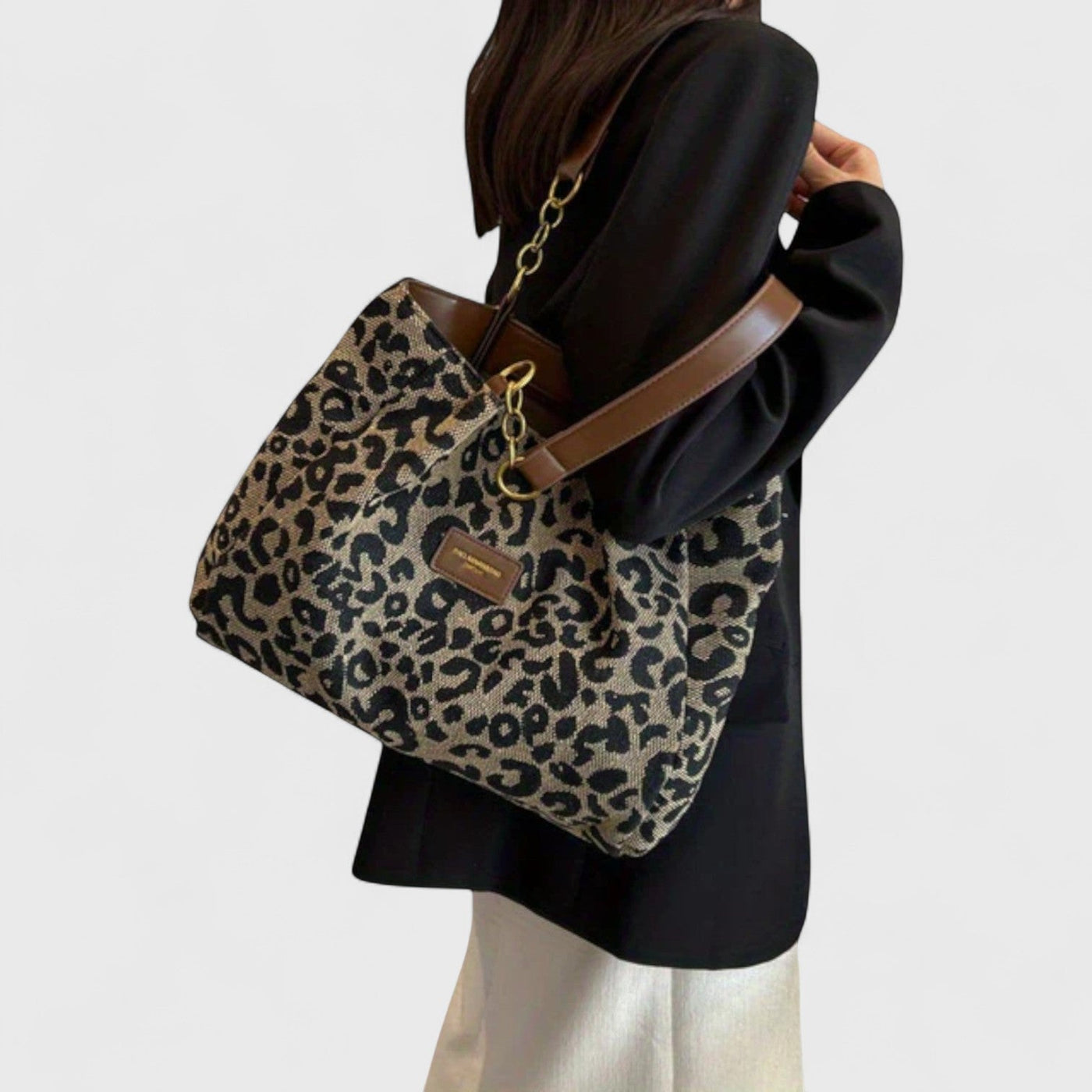 Mia™ | Borsa shopping in tela con motivo leopardato