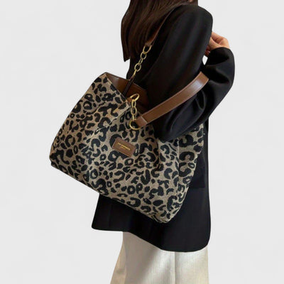 Mia™ | Borsa shopping in tela con motivo leopardato