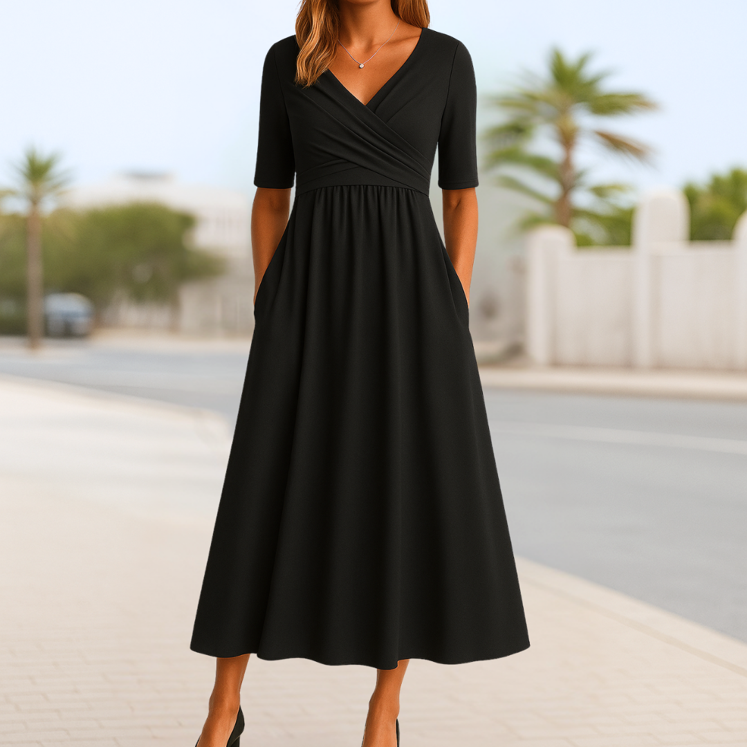 Monique™ | Vestito incrociato con maniche corte