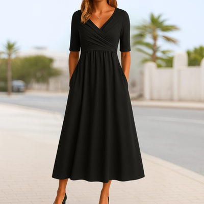 Monique™ | Vestito incrociato con maniche corte