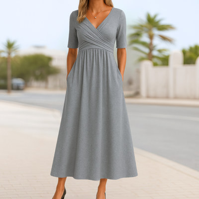 Monique™ | Vestito incrociato con maniche corte