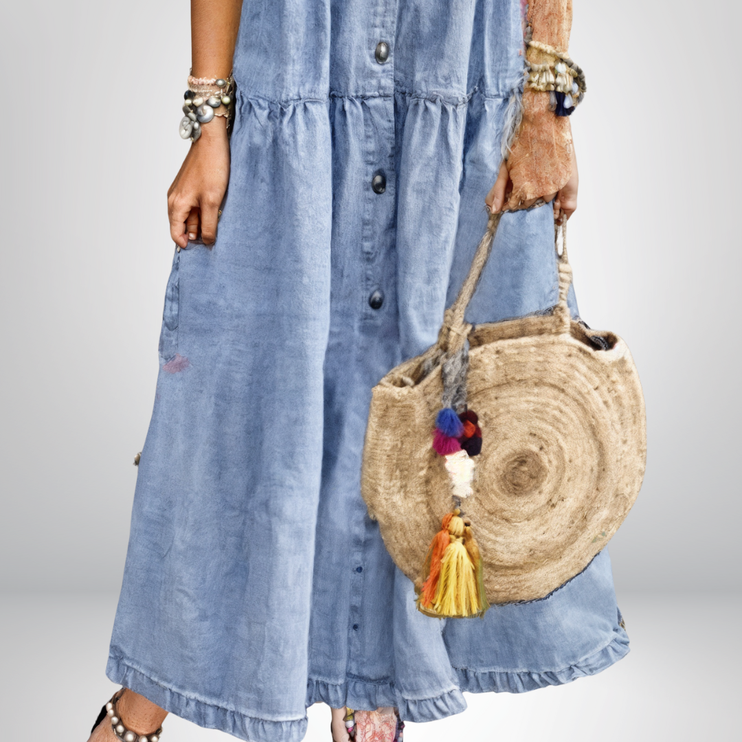 Sofia® | Vestito in Denim Morbido con Bottoni