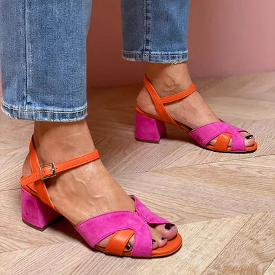 ISABELLA | SANDALEN MET KLEURBLOK EN COMFORTABELE HAK