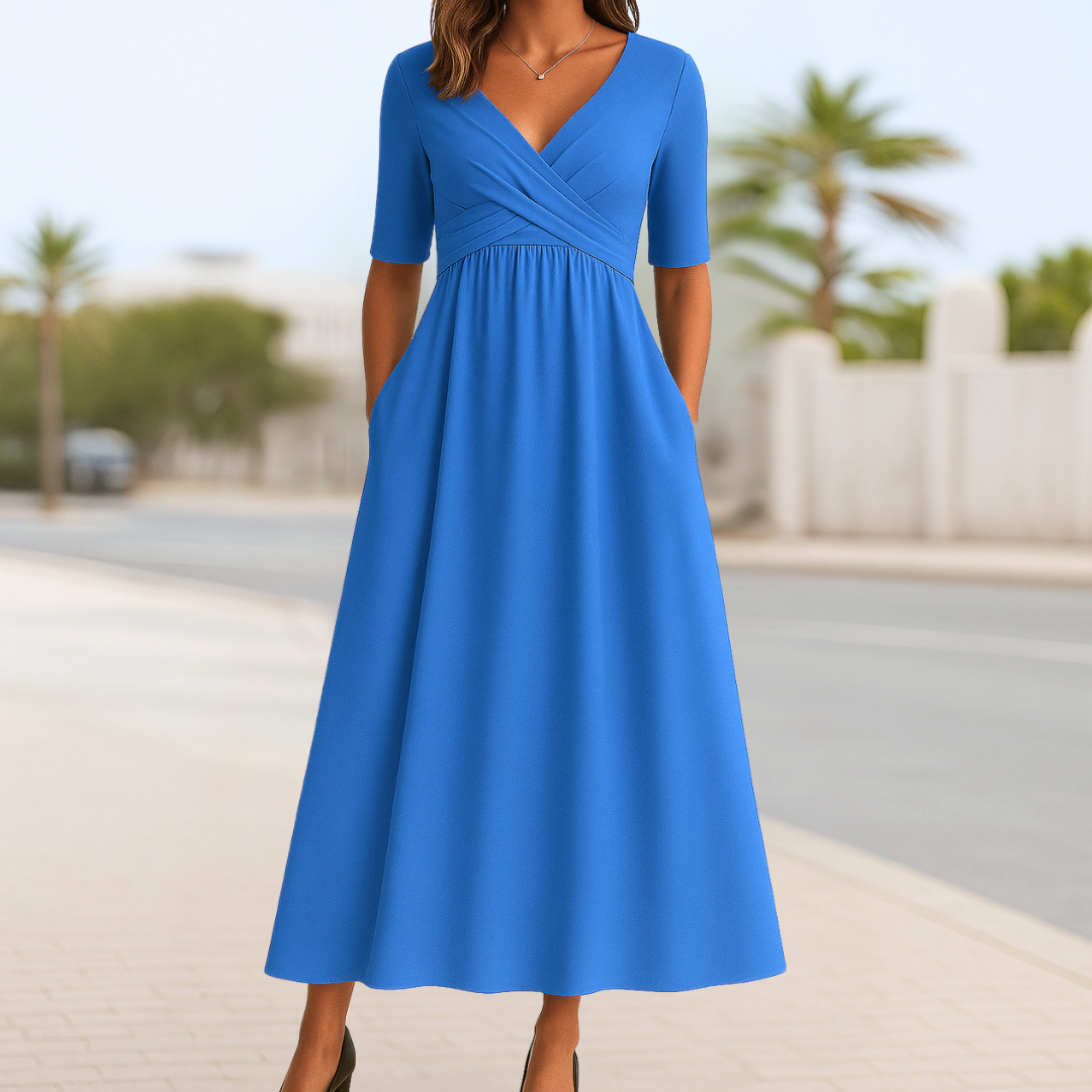 Monique™ | Vestito incrociato con maniche corte