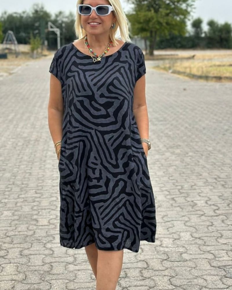 Paulina™ | Abito estivo con scollatura rotonda e bella stampa