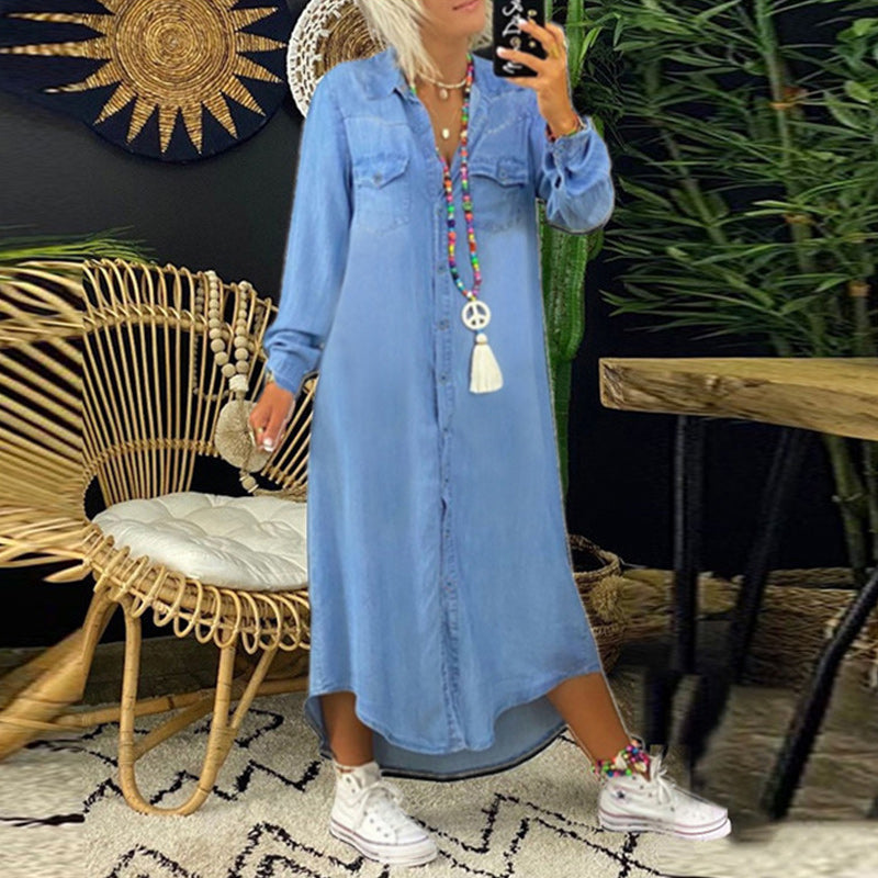Sofia™ | Abito Maxy a Manica Lunga in Denim