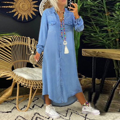 Sofia™ | Abito Maxy a Manica Lunga in Denim