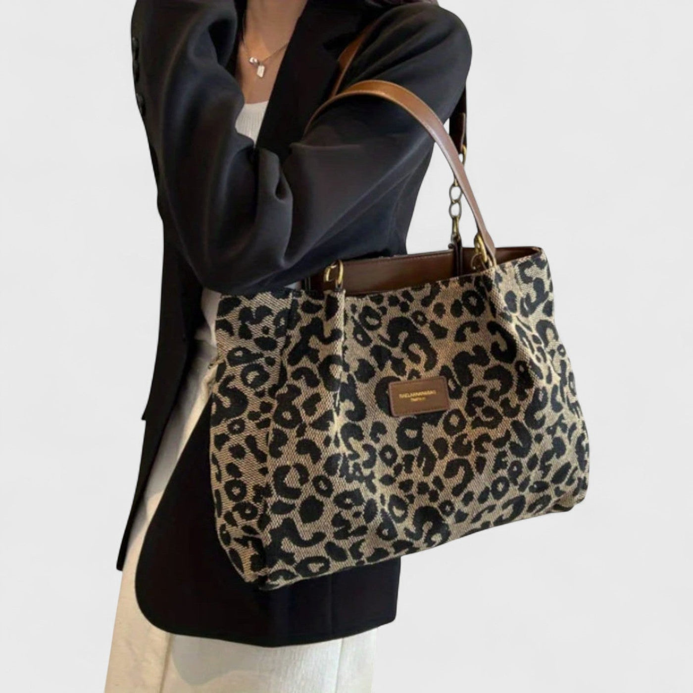 Mia™ | Borsa shopping in tela con motivo leopardato