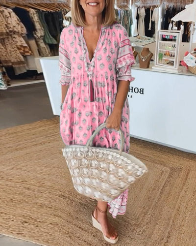 Marcella | Abito Floreale Chic con Scollatura a V