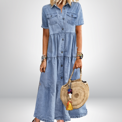 Sofia® | Vestito in Denim Morbido con Bottoni