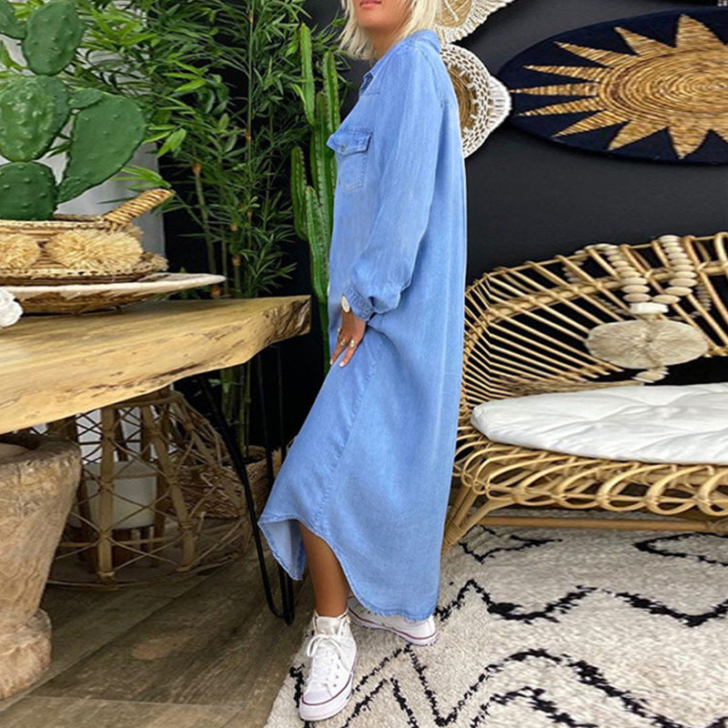 Sofia™ | Abito Maxy a Manica Lunga in Denim