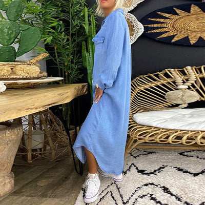 Sofia™ | Abito Maxy a Manica Lunga in Denim