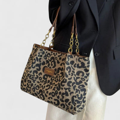 Mia™ | Borsa shopping in tela con motivo leopardato