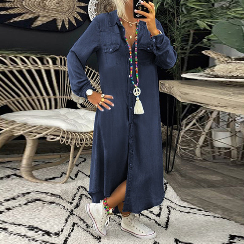 Sofia™ | Abito Maxy a Manica Lunga in Denim