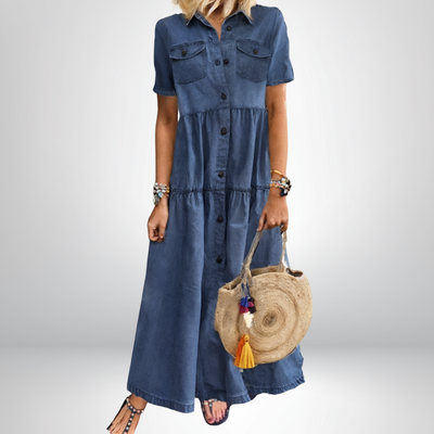 Sofia® | Vestito in Denim Morbido con Bottoni