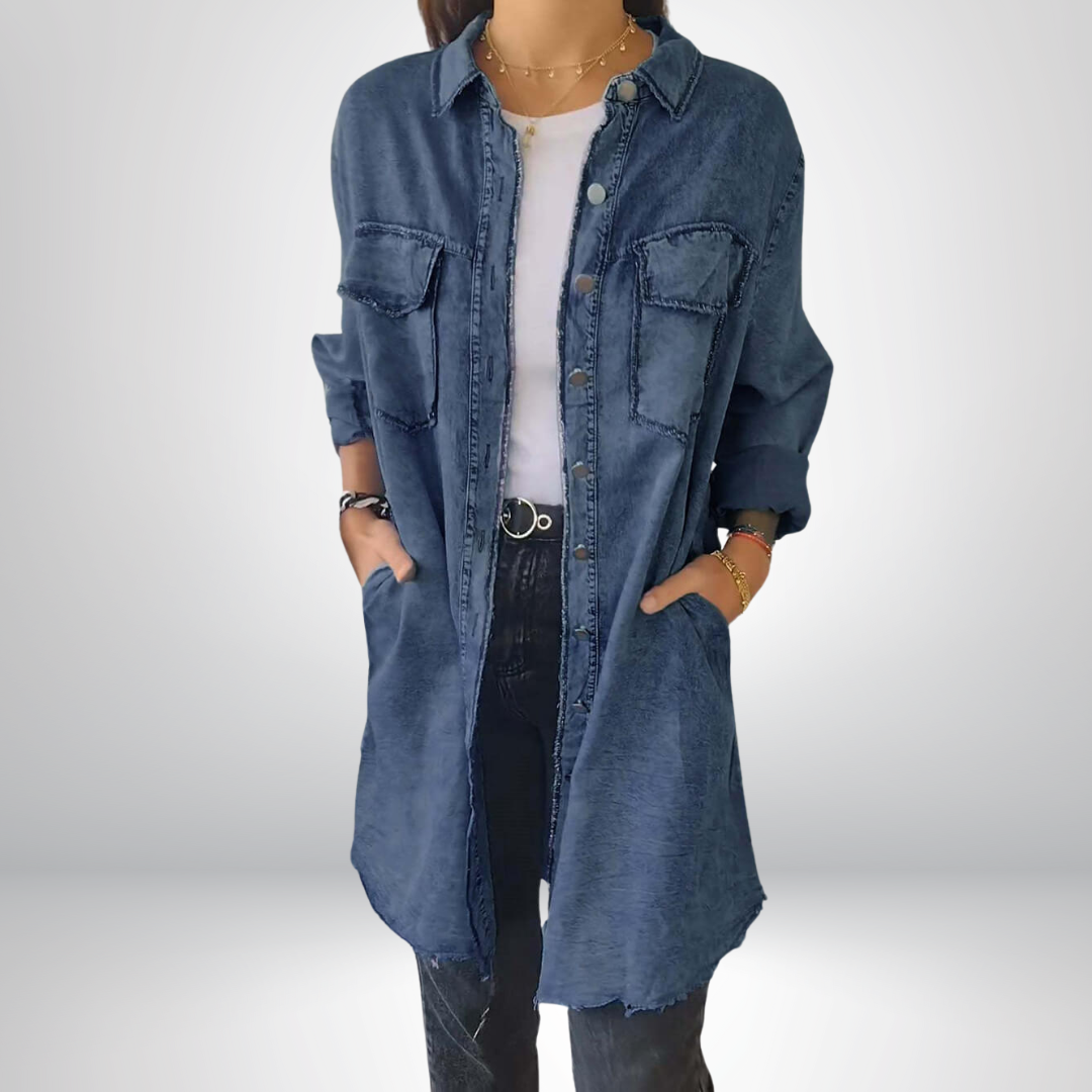 Sofia® | Giacca di Jeans a Maniche Lunghe Elegante e Versatile con Colletto