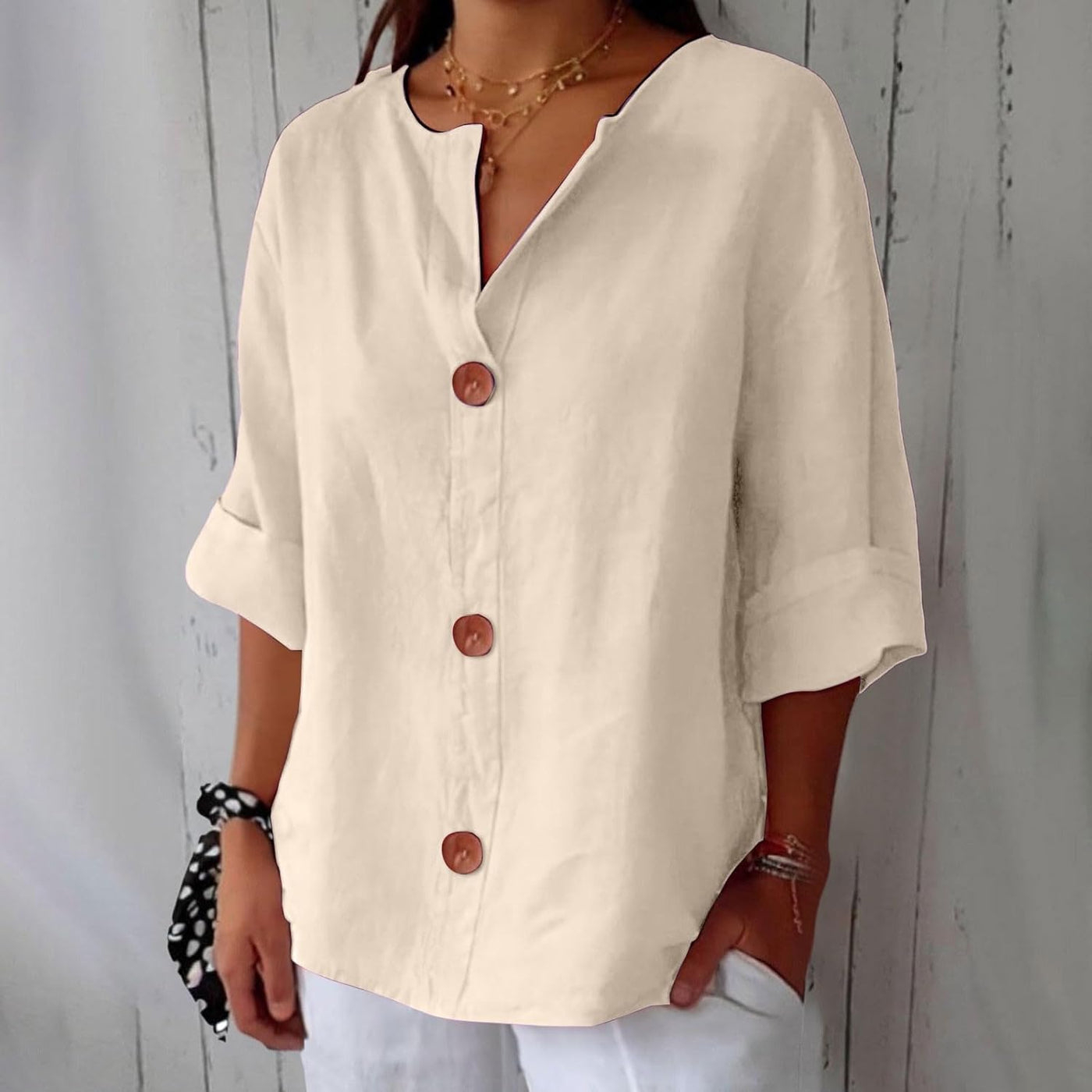 Agnese™ | Blusa Casual con Bottoni
