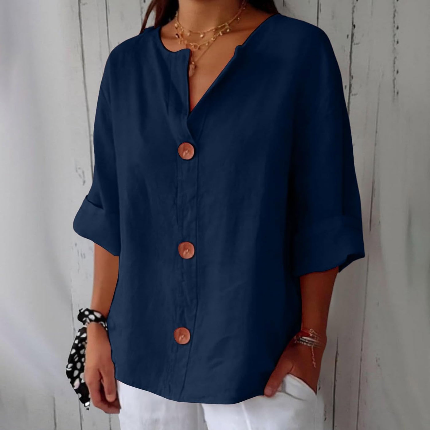 Agnese™ | Blusa Casual con Bottoni
