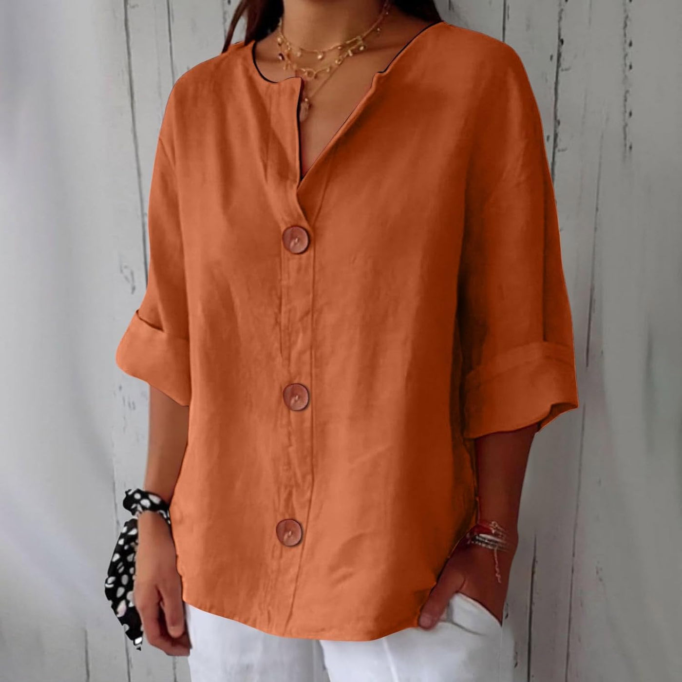 Agnese™ | Blusa Casual con Bottoni