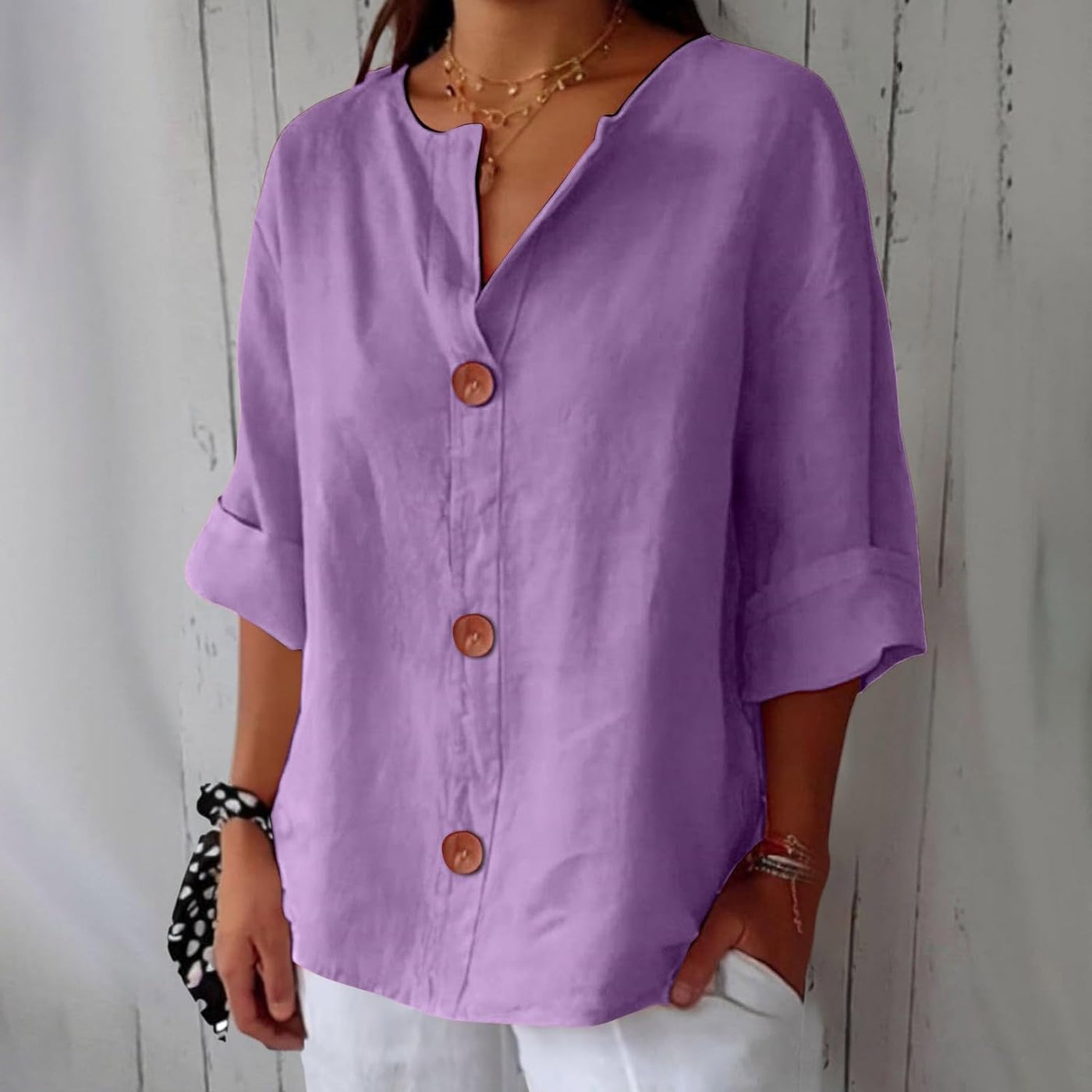 Agnese™ | Blusa Casual con Bottoni