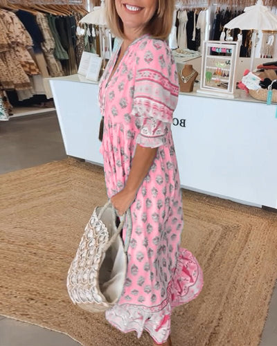Marcella | Abito Floreale Chic con Scollatura a V