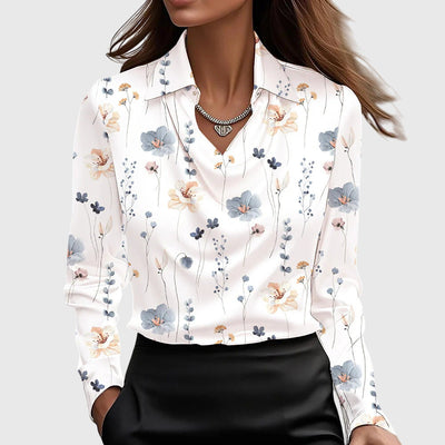 Antonella | Blusa con lucentezza di lusso e scollatura plissettata