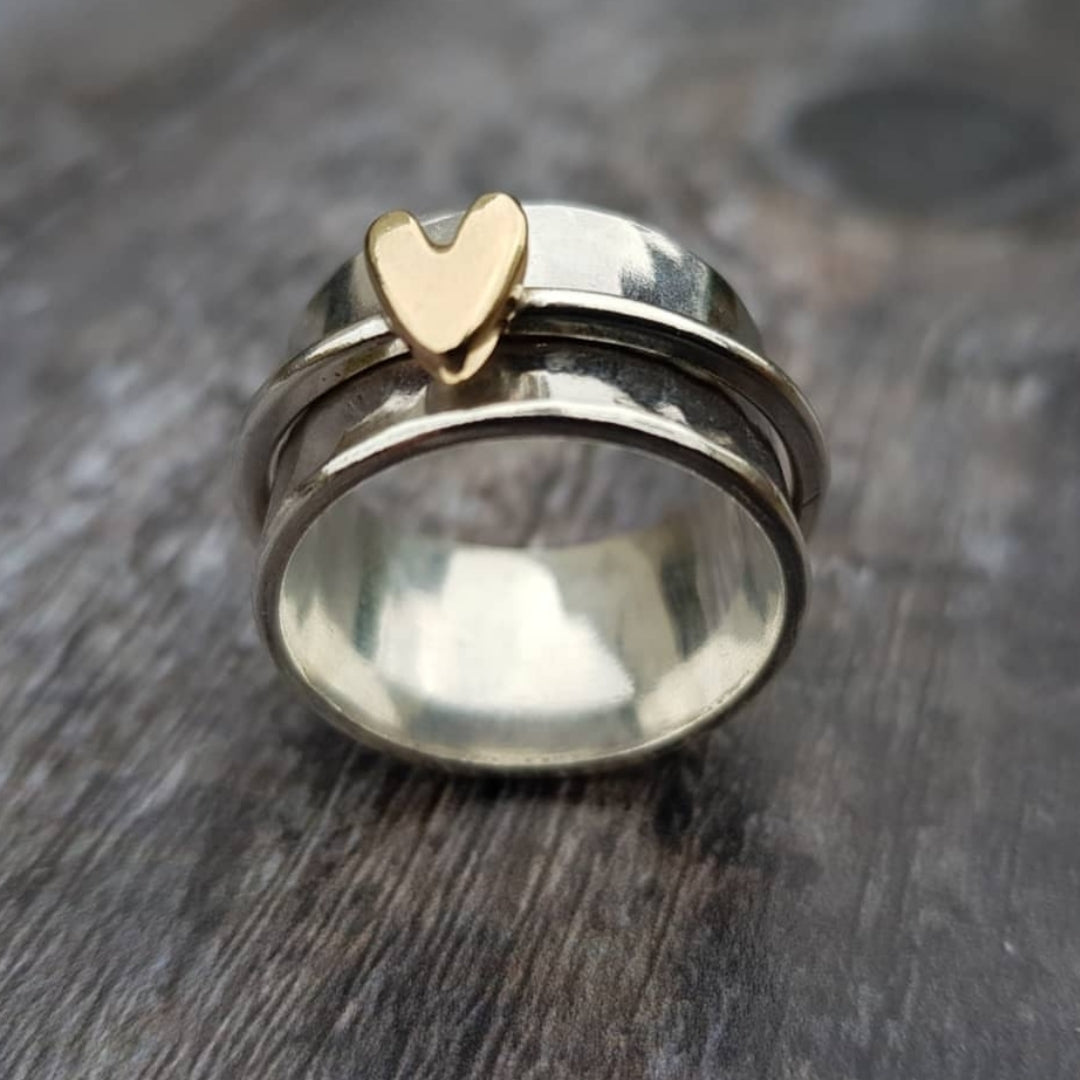 Mely - Anello in argento cuore dorato