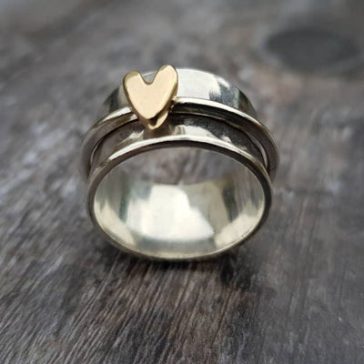 Mely - Anello in argento cuore dorato