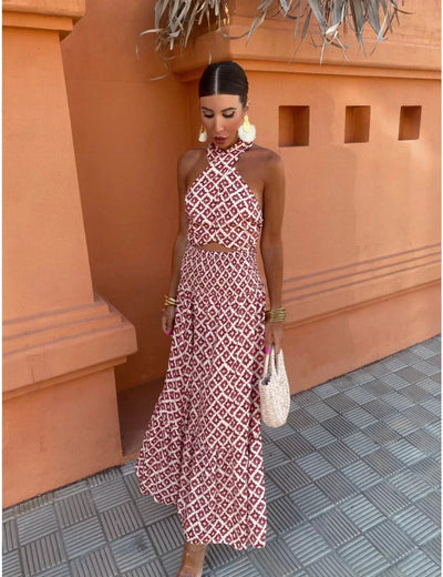 Mickay™ | Elegante abito midi drappeggiato con spalle scoperte