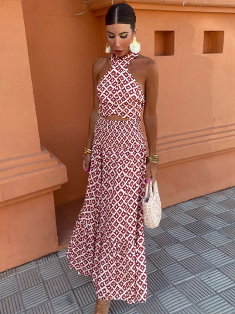 Mickay™ | Elegante abito midi drappeggiato con spalle scoperte