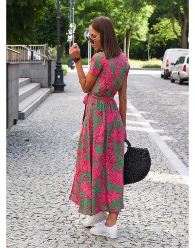 EVA | Abito Elegante con Scollatura a V e Copertura della Pancia