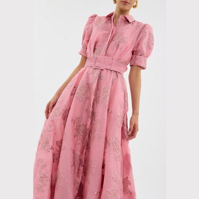 Assunta™ | Vestito Rosa con Maniche a Palloncino