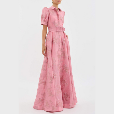 Assunta™ | Vestito Rosa con Maniche a Palloncino