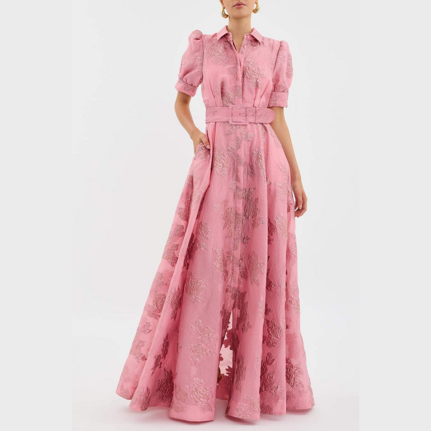 Assunta™ | Vestito Rosa con Maniche a Palloncino