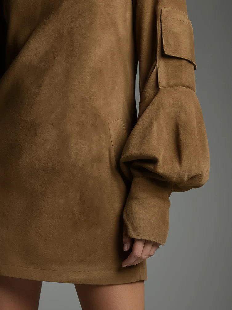 Alessia | Abito mini in velluto con collo alto