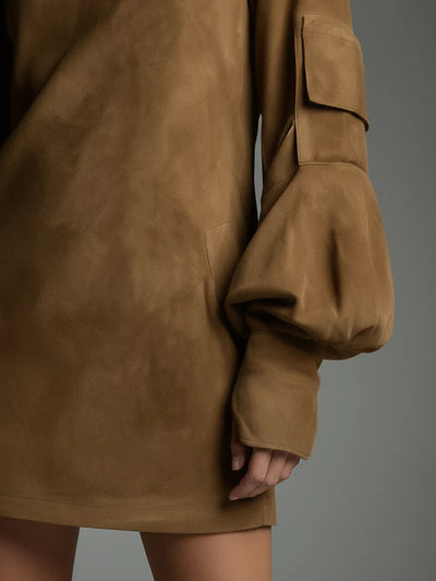 Alessia | Abito mini in velluto con collo alto