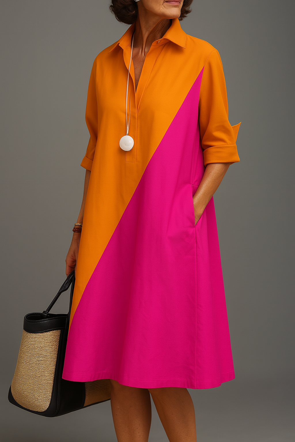 Helene - Abito Midi Elegante per una Sofisticazione Senza Sforzo