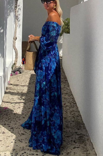 Francesca - Abito lungo floreale con spalle scoperte