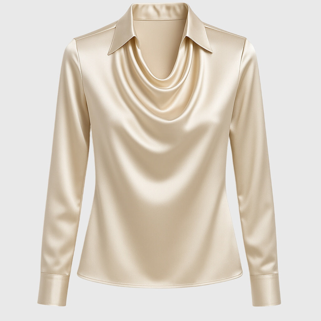 Antonella | Blusa con lucentezza di lusso e scollatura plissettata