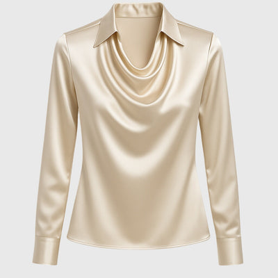 Antonella | Blusa con lucentezza di lusso e scollatura plissettata