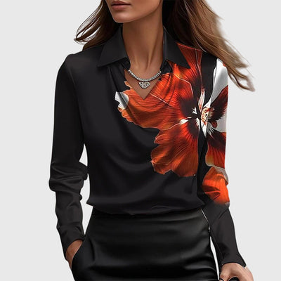 Antonella | Blusa con lucentezza di lusso e scollatura plissettata