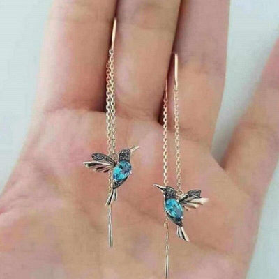 Orecchini in smalto e zirconia a forma di colibrì