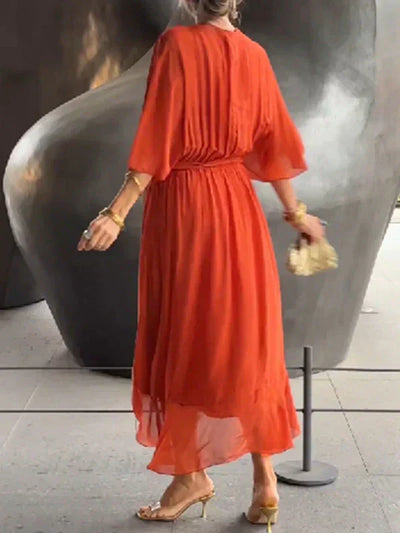 Monica™ | Elegante Abito in Chiffon di Seta con Affascinante Scollatura a V
