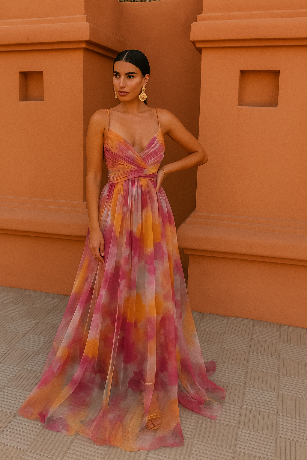 Giselle - Incantevole Maxi Abito con Motivo Floreale
