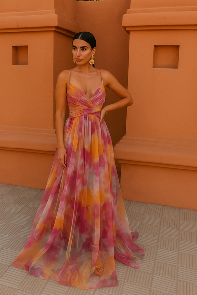Giselle - Incantevole Maxi Abito con Motivo Floreale