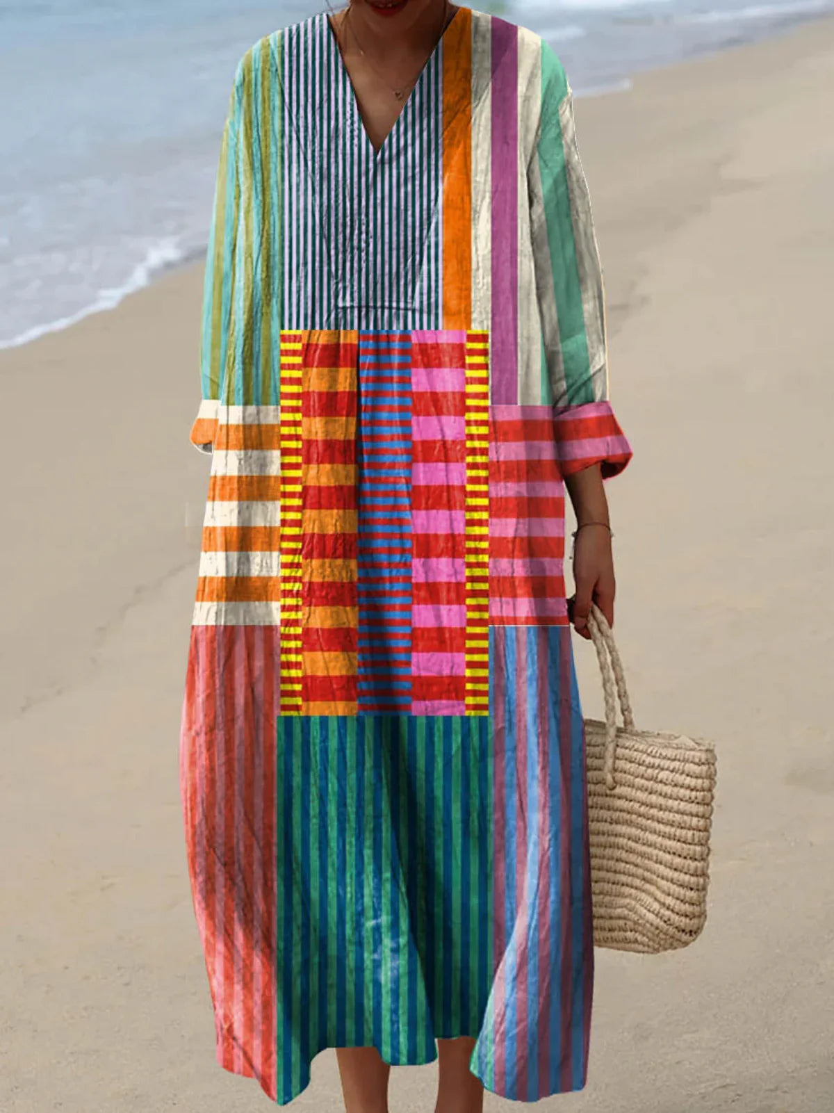 Inaya | Abito Lungo Patchwork Multicolore